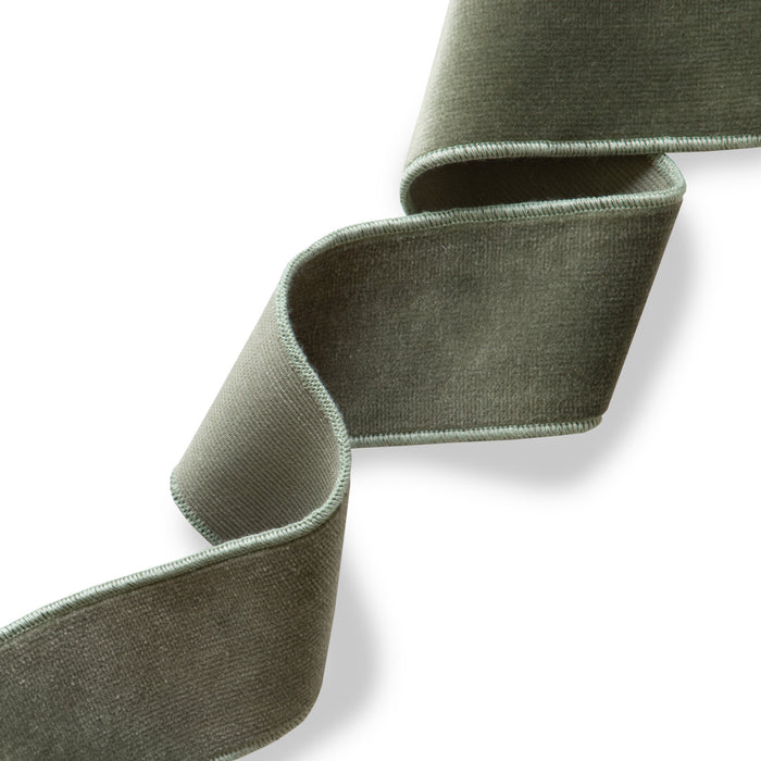 Fern Velvet fabric band in soft green velvet with stitched edges, made-to-order in the USA with short lead times and quality craftsmanship