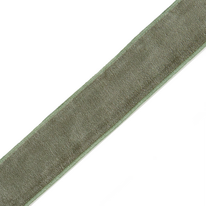 Fern Velvet fabric band in soft green with stitched edges, made-to-order in the USA with short lead times and quality craftsmanship