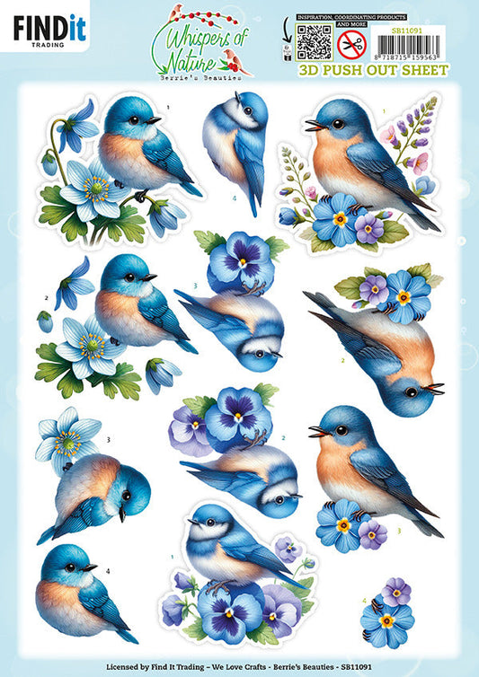 Find It Trading - Push Out Sheet 3D - Berries Beauties - Whispers of Nature - Blue. Available at Embellish Away located in Bowmanville Ontario Canada.