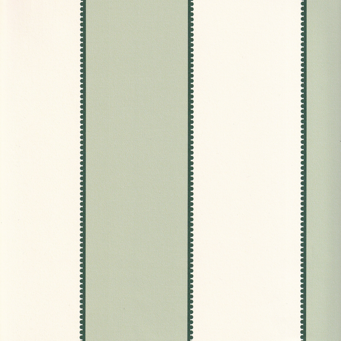 Florence Eucalyptus fabric with bold green stripes and scalloped edges, perfect for custom curtains by Pepper Home.