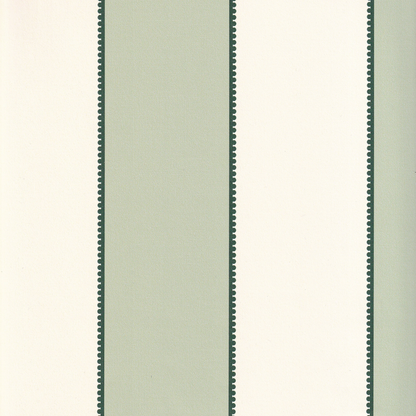 Florence Eucalyptus fabric with bold green stripes and scalloped edges, perfect for custom curtains by Pepper Home.