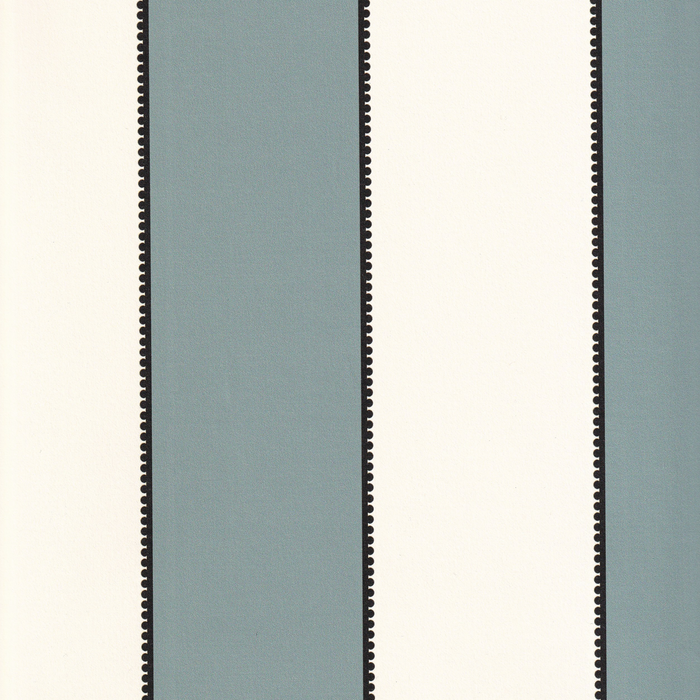 Florence Harbor custom curtains by Pepper Home feature bold blue stripes with delicate scalloped edges for a tailored, playful look.