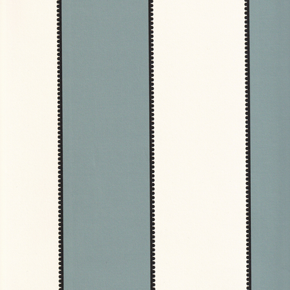 Florence Harbor custom curtains by Pepper Home feature bold blue stripes with delicate scalloped edges for a tailored, playful look.