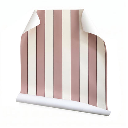 Florence Rosewood wallpaper with rosewood and cream vertical stripes, made to order in the USA with short lead times