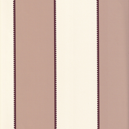 Florence Rosewood fabric with bold stripes and scalloped border, woven linen adding warmth and depth by Pepper Home.
