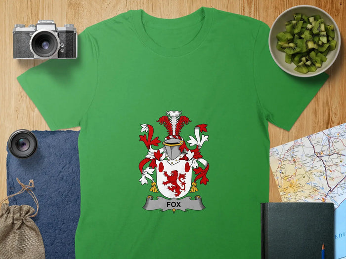 Green Fox Irish surname T-shirt with emblem design