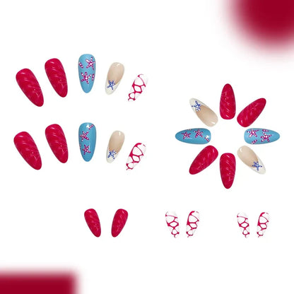 French Ombre Starfish-Nail Tips 24 Pieces High-Gloss Water Drop Design for Women