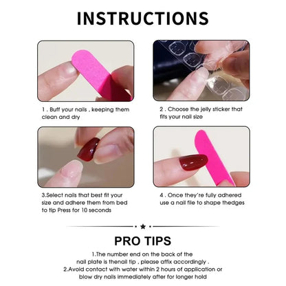 French Ombre Starfish-Nail Tips 24 Pieces High-Gloss Water Drop Design for Women