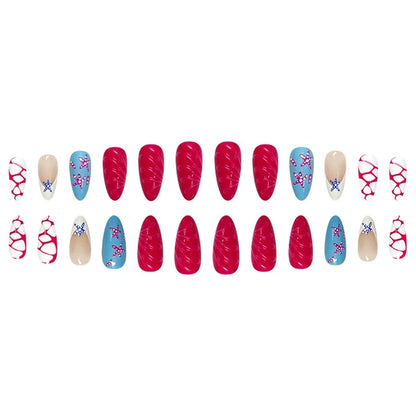 French Ombre Starfish-Nail Tips 24 Pieces High-Gloss Water Drop Design for Women