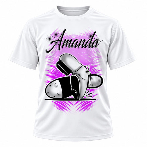 Personalized Clogging T-Shirt, front-view T-shirt mockup featuring custom Air-Volution artwork by Mythic Airbrush