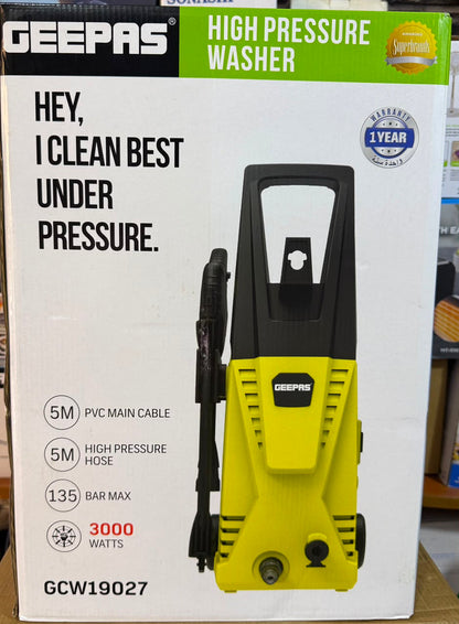 Geepas GCW19027 High Pressure Washer 3000W 135 Bar