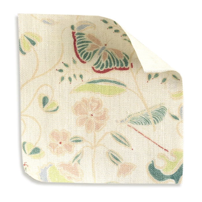 Gemma Pear TEST floral fabric swatch in cream and pastel green, made to order in the USA with short lead times