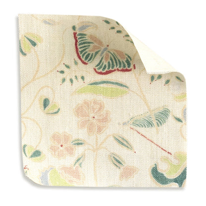 Gemma Pear TEST floral fabric swatch in cream and pastel green, made to order in the USA with short lead times