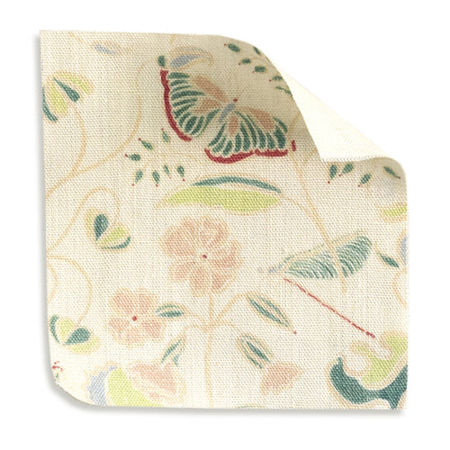 Gemma Pear TEST floral fabric swatch in cream and pastel green, made to order in the USA with short lead times