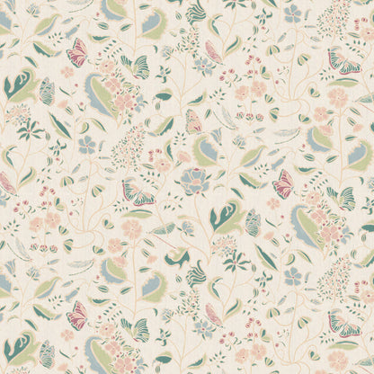 Gemma Pear custom sheer curtain fabric with hand-painted whimsical floral and butterfly pattern by Pepper Home.