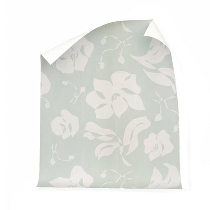 Georgia Mint wallpaper with white floral botanical pattern made to order in the USA with short lead times