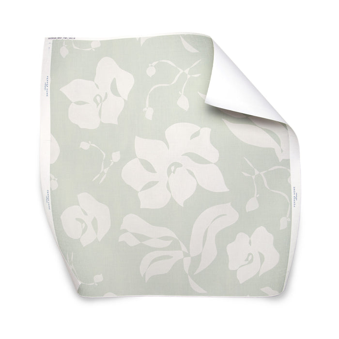 Georgia Mint made-to-order fabric with soft floral pattern in mint and white, crafted in the USA with quick, quality production