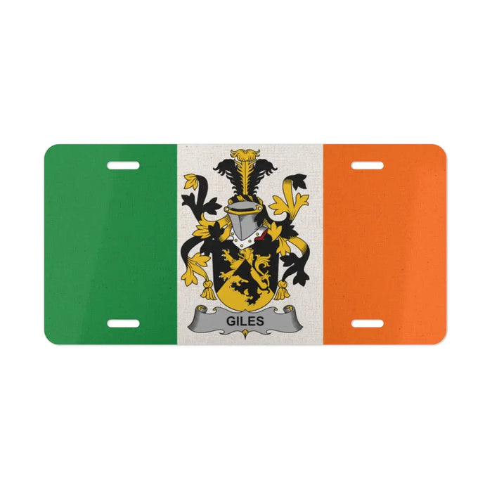 Irish Flag License Plate with Giles Crest