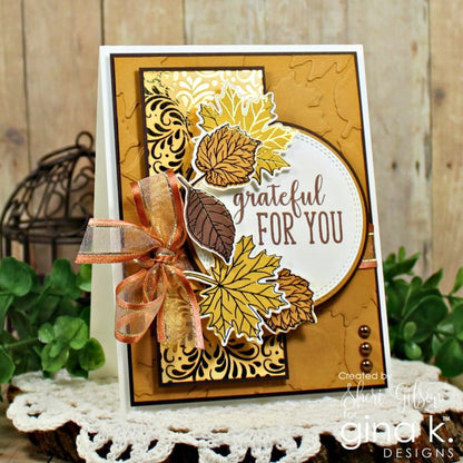 Gina K. Designs - Foil-Mates Remix - 4.25 x 5.5 - Bountiful Flourish. Add sparkle and shine with Foils. Available at Embellish Away located in Bowmanville Ontario. Example by Sheri Gibson at Gina K designs.
