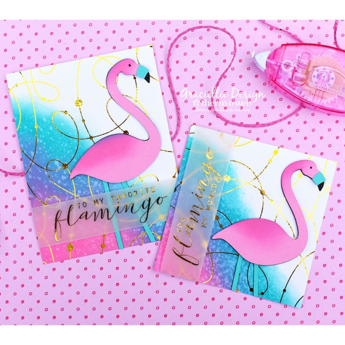Gina K. Designs - Foil-Mates Remix - 4.25 x 5.5 - Dots & Strings. Add sparkle and shine with Foils. Available at Embellish Away located in Bowmanville Ontario. Example by Graciellie Design for Therm O Web