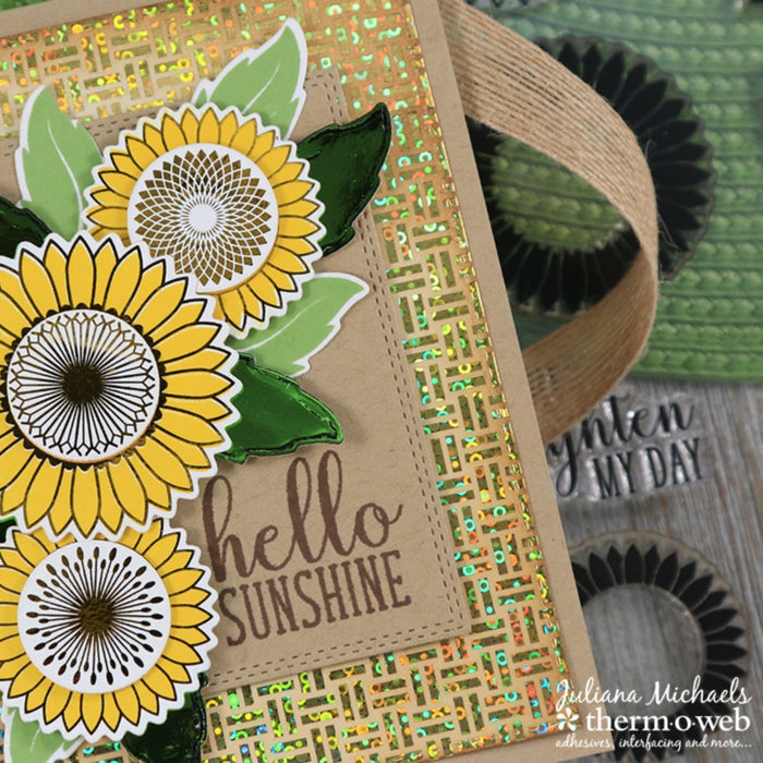 Gina K. Designs - Foil-Mates Remix - 4.25 x 5.5 - Harvest Texture. Add sparkle and shine with Foils. Available at Embellish Away located in Bowmanville Ontario. Example by Juliana Michaels for Therm o Web