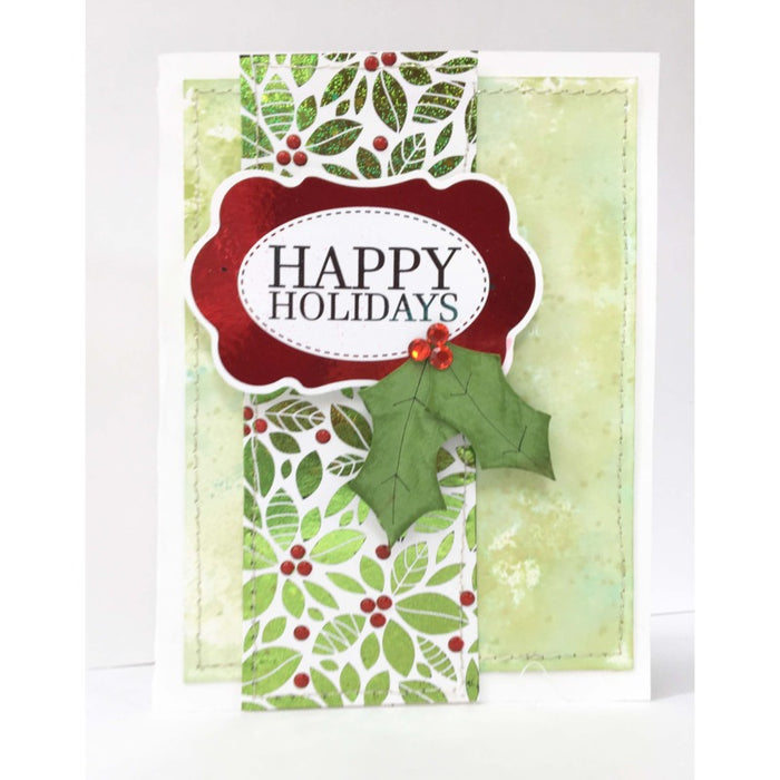 Gina K. Designs - Foil-Mates Remix - 4.25 x 5.5 - Holiday Flora. Add sparkle and shine with Foils. Available at Embellish Away in Bowmanville Ontario. Example by Gina K Designs.