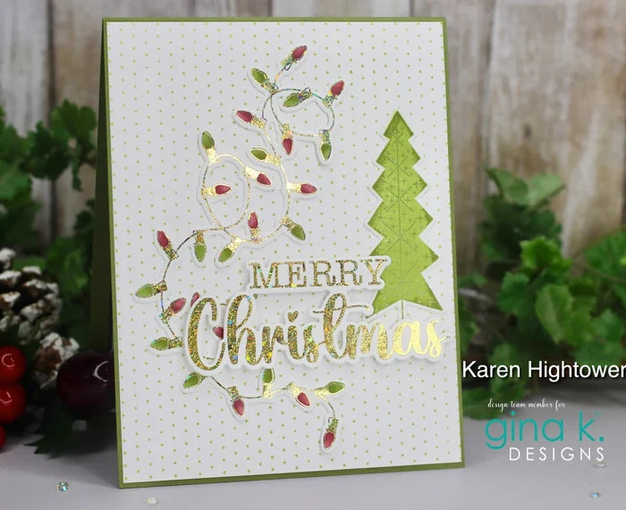 Gina K. Designs Poly-Glaze Foiling Sheets - Let Your Light Shine. Includes 10 sheets – 5 1/2” X 8 1/2”. At Embellish Away in Bowmanville Ontario Canada. Example by Karen Hightower.