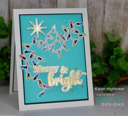 Gina K. Designs Poly-Glaze Foiling Sheets - Let Your Light Shine. Includes 10 sheets – 5 1/2” X 8 1/2”. At Embellish Away in Bowmanville Ontario Canada. Example by Karen Hightower.