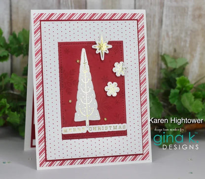 Gina K. Designs Poly-Glaze Foiling Sheets - O Christmas Tree. This package includes 6 sheets – 5 1/2” X 8 1/2”. At Embellish Away in Bowmanville Ontario Canada. Example by Karen Hightower.
