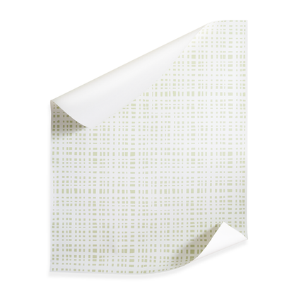 Ginger Moss wallpaper with modern gingham pattern in soothing moss tones, perfect for custom decor by Pepper Home.