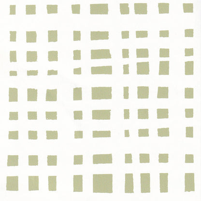 Ginger Moss pattern with modern, uneven gingham squares in moss palette, perfect for custom Pepper Home curtains.
