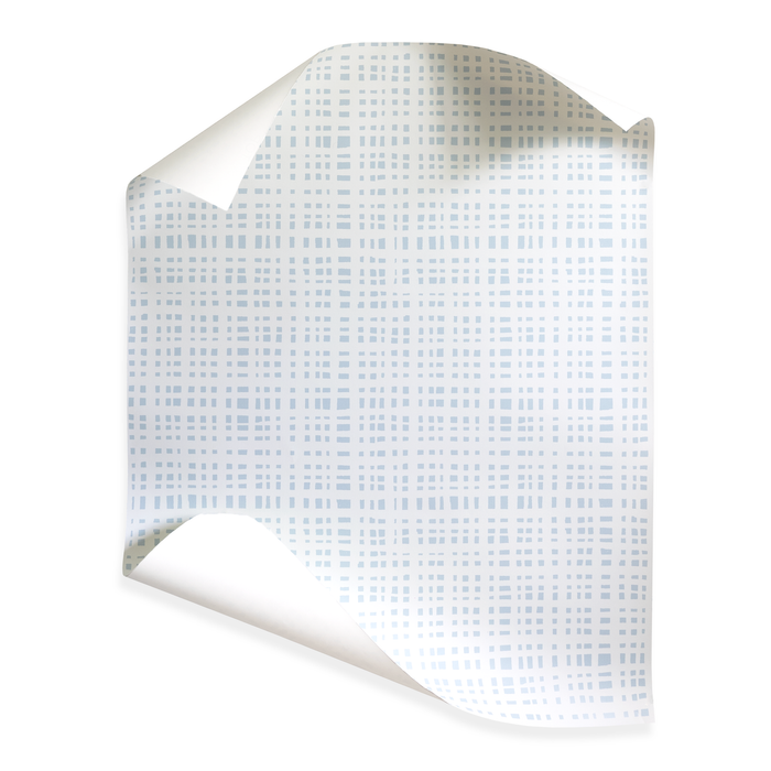 Ginger Sky custom curtain fabric with modern gingham pattern in soothing sky blue by Pepper Home