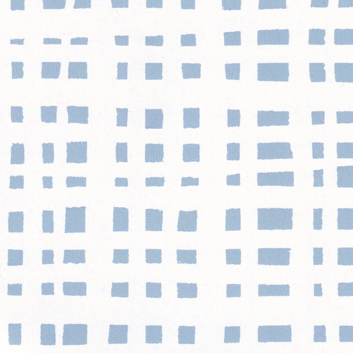 Ginger Sky made-to-order fabric with light blue grid pattern on white background, manufactured in the USA with short lead times