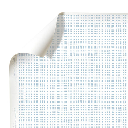 Ginger Sky made-to-order wallpaper with soft blue grid pattern, crafted in the USA with quick, quality production