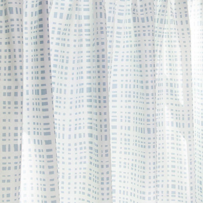 close up of Sky Blue Gingham Printed Cotton fabric curtain