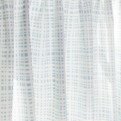 close up of Sky Blue Gingham Printed Cotton fabric curtain