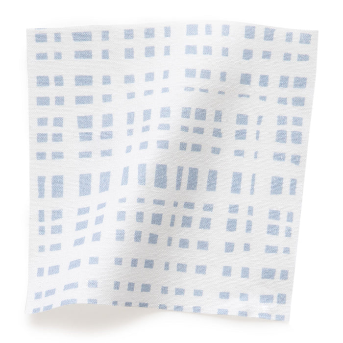 Ginger made-to-order cotton fabric in light blue grid pattern, crafted in the USA with short lead times and quality finish