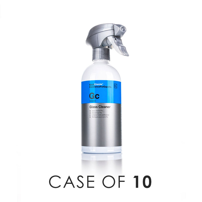 Koch-Chemie Glass Cleaner 500ml front view with the text "Case of 10" on a white background.