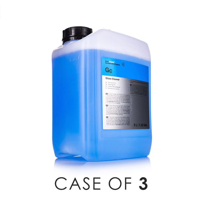 Koch-Chemie Glass Cleaner 5 Liter front view with the text "Case of 3" on a white background.
