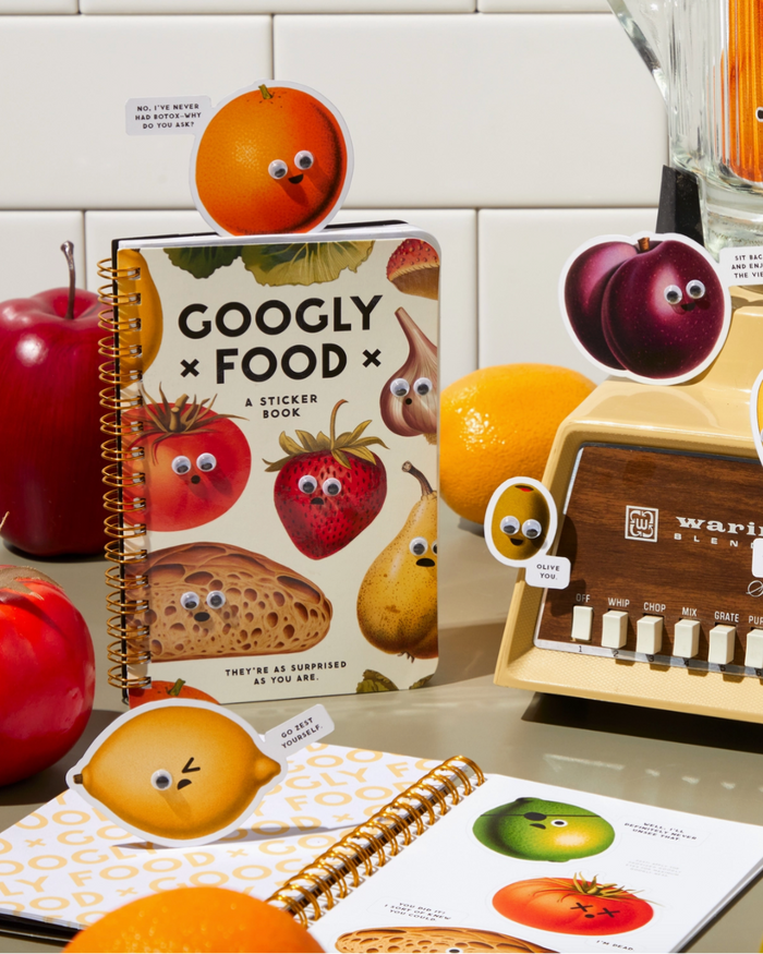 Googly food sticker book by Brass Monkey sold by Le Monkey House