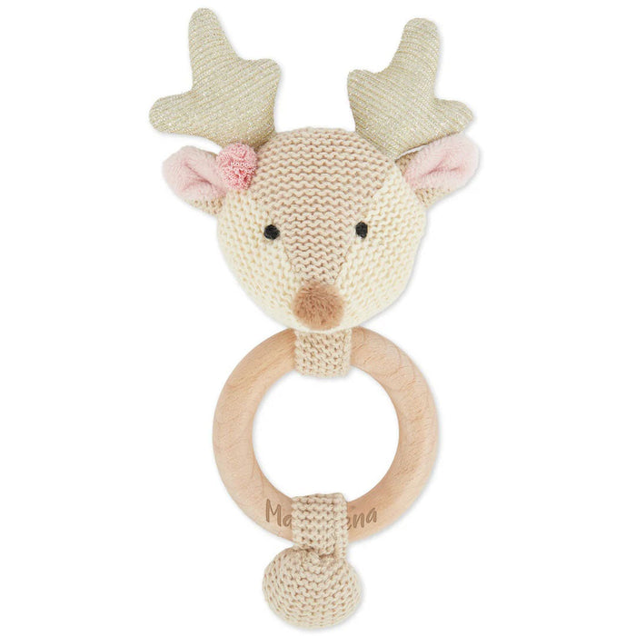Bieco Greifling Reh Lia mit Rassel und Holzring ab Geburt