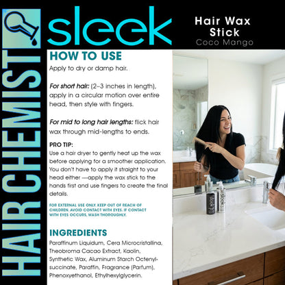 Hair Chemist SLEEK Hair Wax Stick - Coco Mango 1.76 oz.