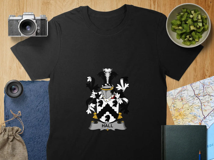 Hall Family Crest Black Shirt Unique Design Garment