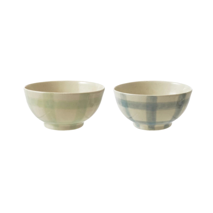 Hand-Painted Plaid Bowl