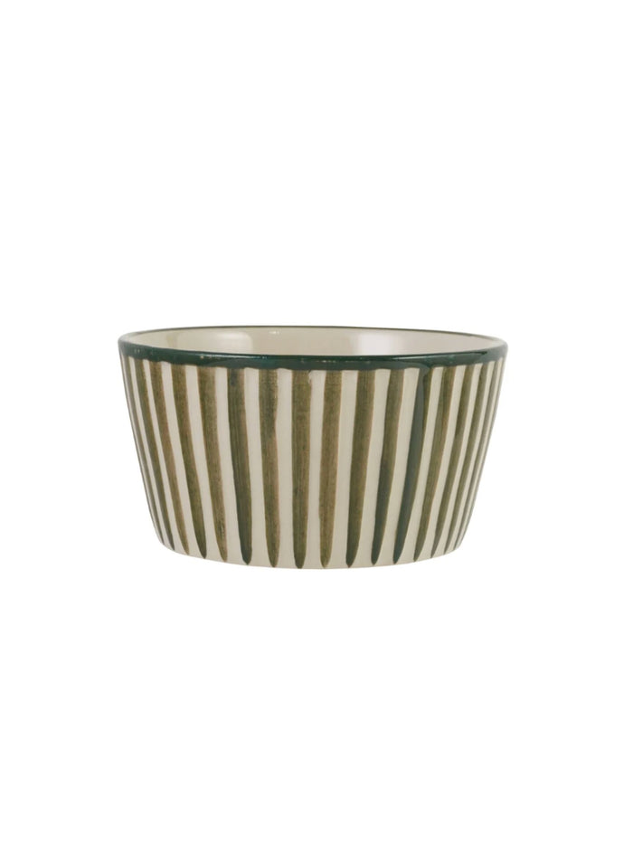 Hand-Painted Stoneware Striped Bowl