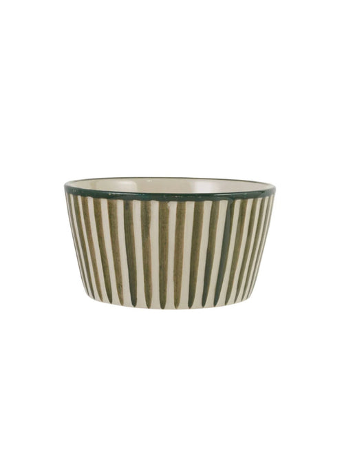 Hand-Painted Stoneware Striped Bowl