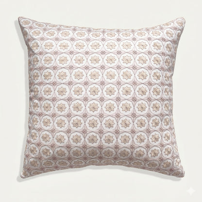 Hayes Almond decorative pillow with subtle geometric pattern, made-to-order, short lead times, crafted in the USA