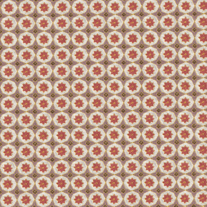 Hayes Coral fabric with intricate embroidery and geometric pattern, a durable custom linen blend by Pepper Home.