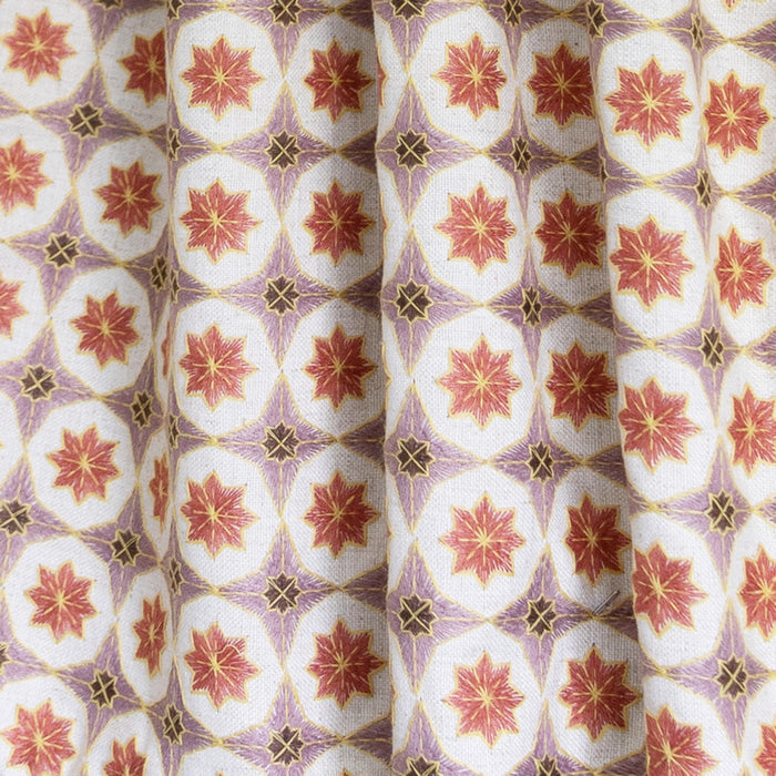 Hayes Coral Embroidered Curtain in coral floral fabric made to order manufactured in the USA with short lead times