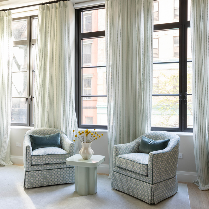 FEATURED: Hayes Adeline Chairs / Madeline Mint Curtains / Peacock Velvet Pillows
